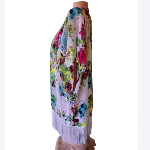 Ocean Pacific Sunwear White Open Front Beach Kimono Cover Up - Picture 2 of 7